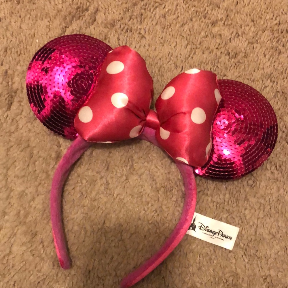Disney Bright pink sequins Minnie Ears